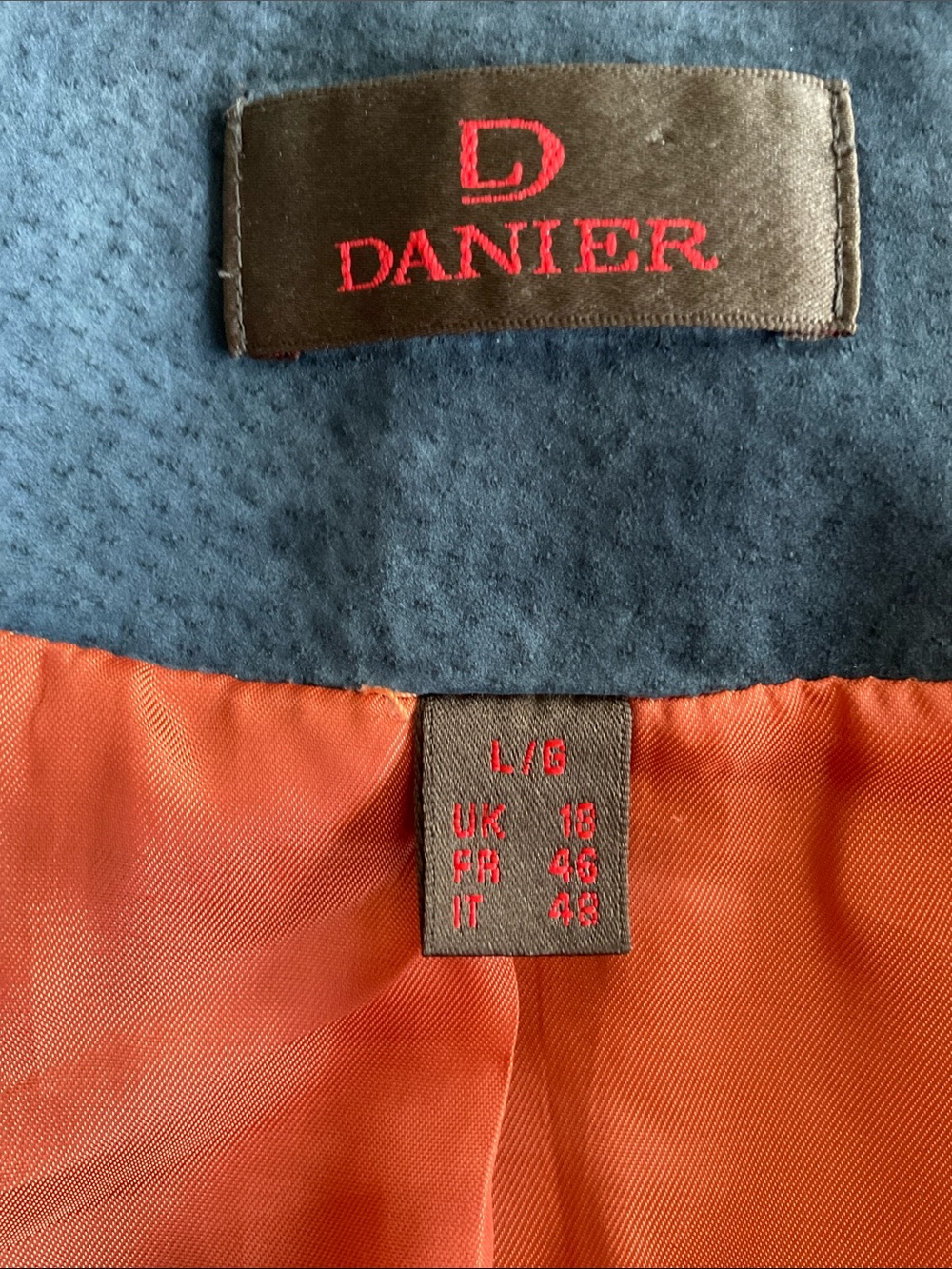 Danier Grey-Purple Suede Jacket with Rust Orange Lining - Picture 7 of 10